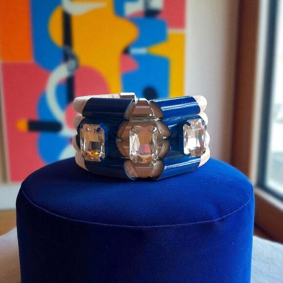 nOir Statement Blue & Crystal Rope Cuff Bracelet - Picture 2 of 8